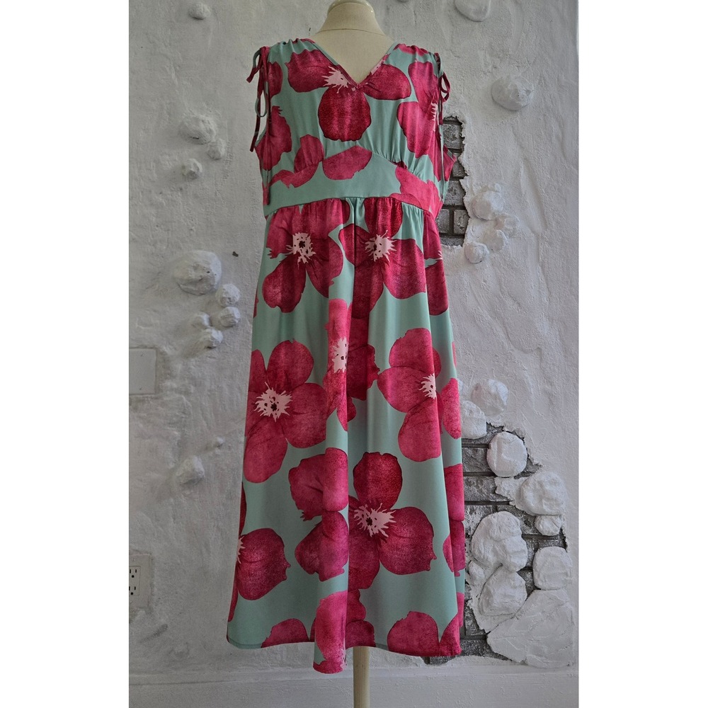 NWT BloomChic Pink Floral V-Neck Tie Shoulder Midi Dress Plus Size 14-16